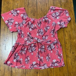 Maurices Pink Floral Blouse